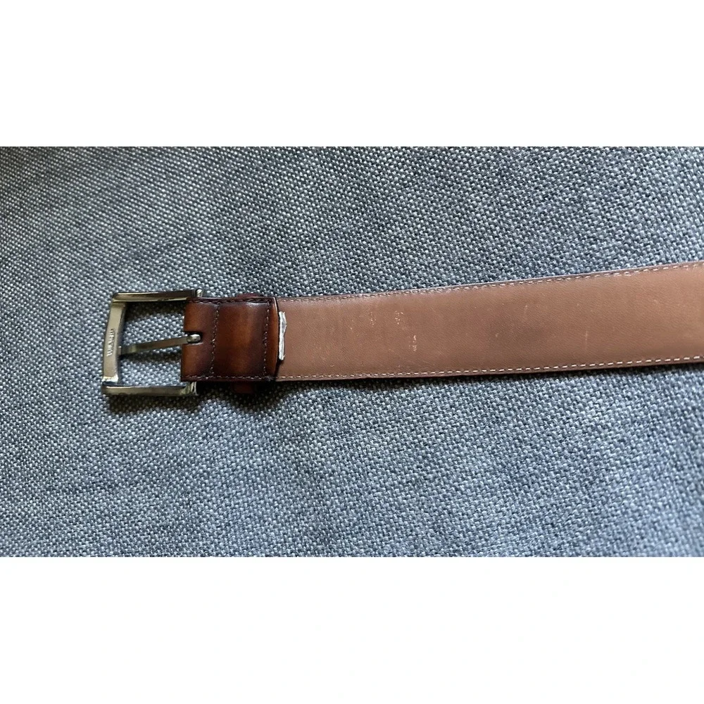 Allen Edmonds Dark Brown Leather Belt With Brogue Details Sz 38